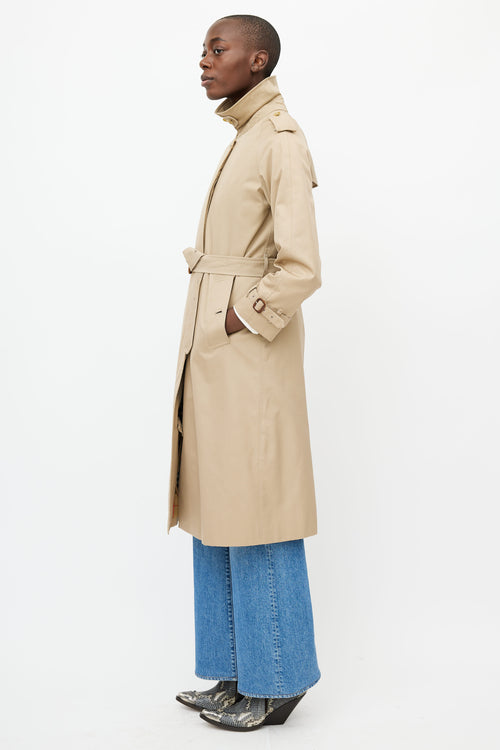 Burberry Beige Wool Lined Belted Trench Coat