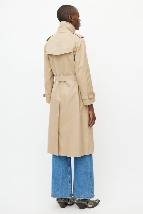 Burberry Beige Wool Lined Belted Trench Coat