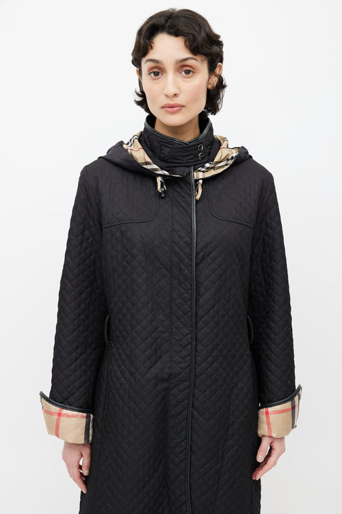 Burberry Black Melinda Quilted Hooded Coat