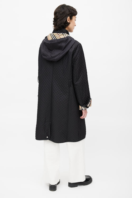 Burberry Black Melinda Quilted Hooded Coat