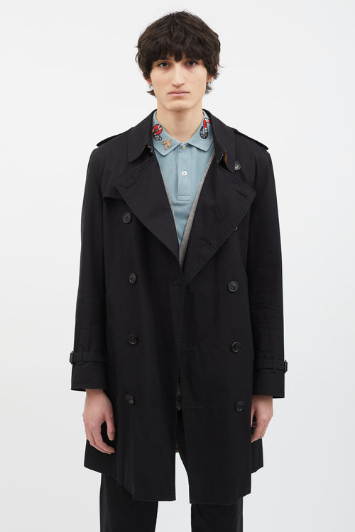 Burberry Black Cotton Chelsea Trench Coat