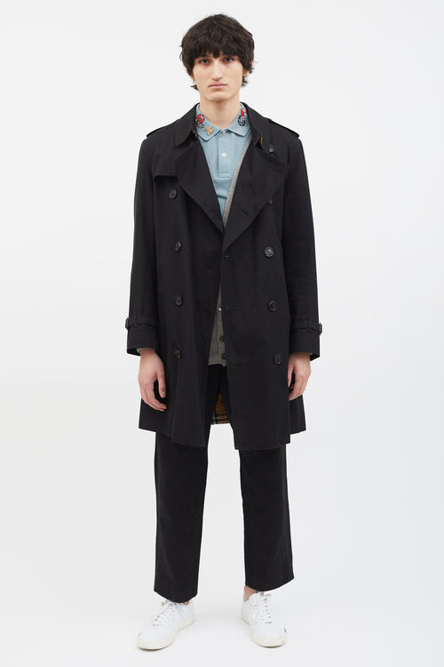 Burberry Black Cotton Chelsea Trench Coat