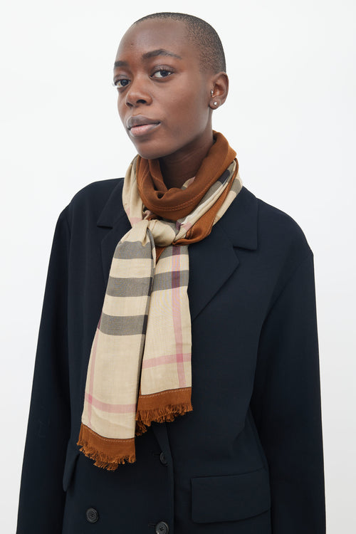 Burberry Brown Modal 
Cashmere Haymarket Nova Check Scarf