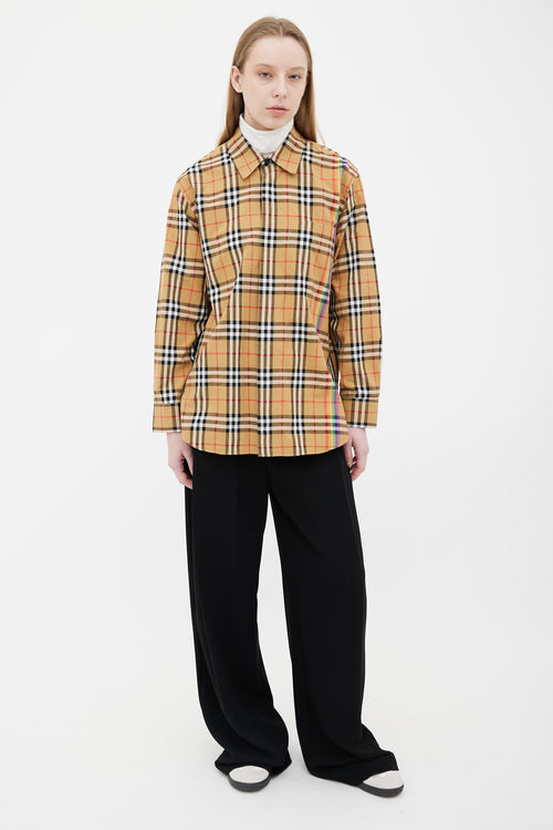 Burberry Brown Nova Check Rainbow Long Sleeve Shirt