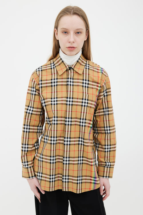 Burberry Brown Nova Check Rainbow Long Sleeve Shirt