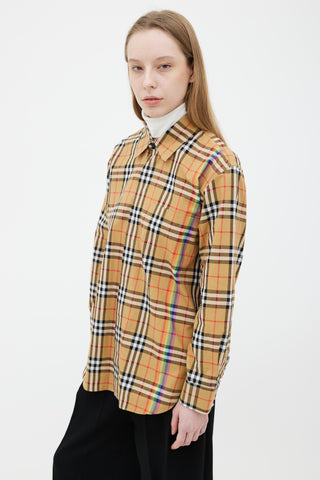 Burberry Brown Nova Check Rainbow Long Sleeve Shirt