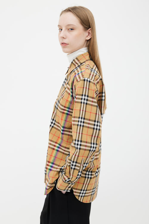 Burberry Brown Nova Check Rainbow Long Sleeve Shirt