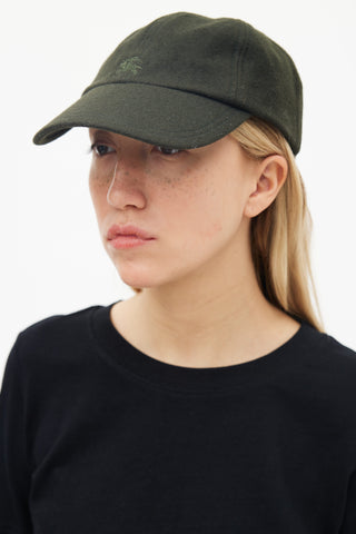 Burberry Dark Green Wool Baseball Cap