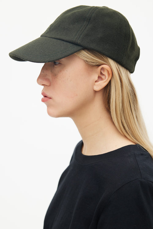 Burberry Dark Green Wool Baseball Cap