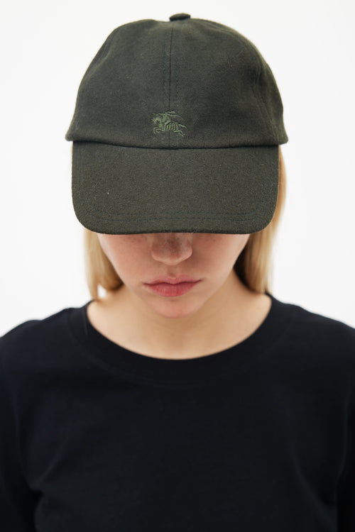 Burberry Dark Green Wool Baseball Cap