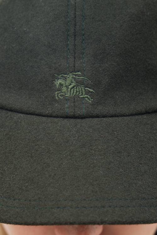 Burberry Dark Green Wool Baseball Cap