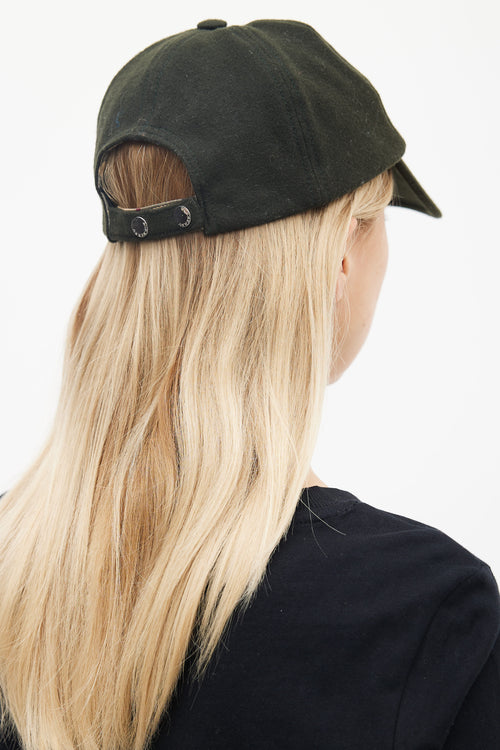 Burberry Dark Green Wool Baseball Cap