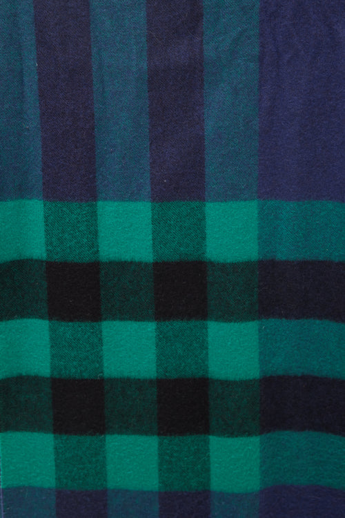 Burberry Green 
Navy Cashmere Check Scarf