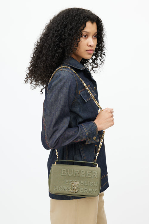 Burberry Green Canvas Lola Horseferry Shoulder Bag