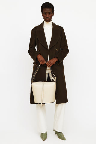 Burberry Limestone Medium Leather Bucket Bag