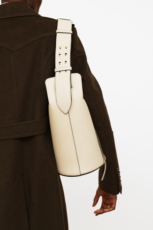 Burberry Limestone Medium Leather Bucket Bag