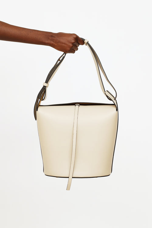 Burberry Limestone Medium Leather Bucket Bag