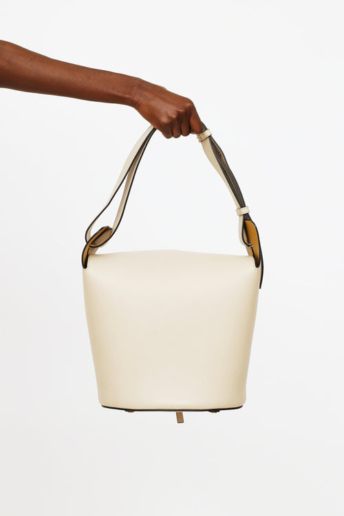 Burberry Limestone Medium Leather Bucket Bag