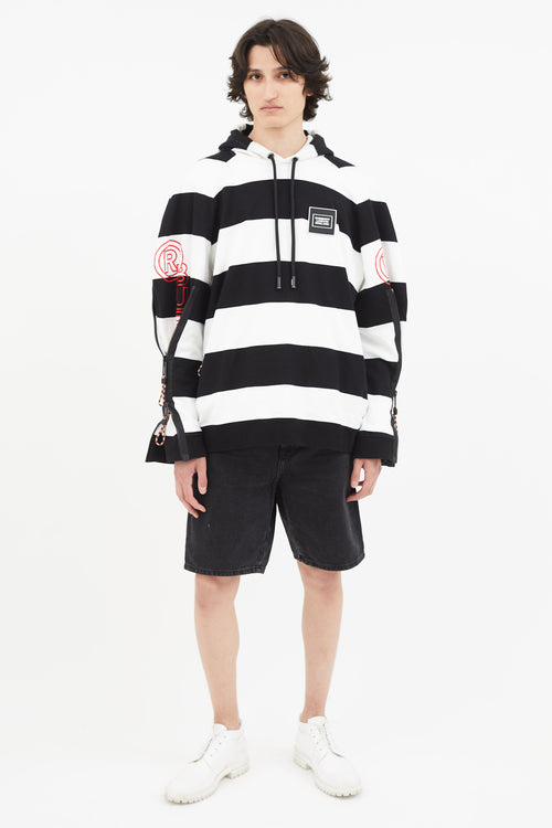 Burberry SS 2020 Black 
White Stripe Hoodie