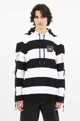 Burberry SS 2020 Black 
White Stripe Hoodie