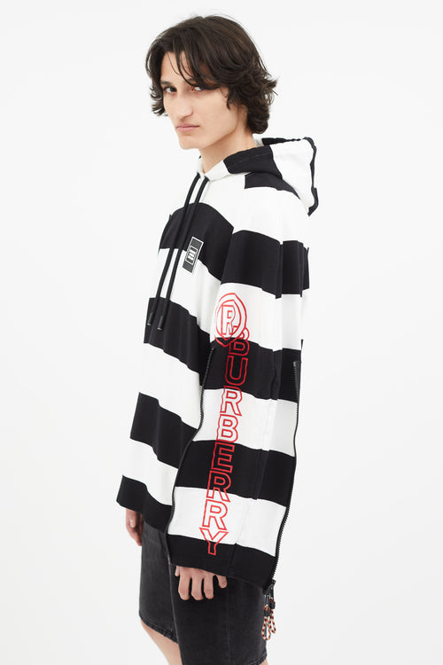 Burberry SS 2020 Black 
White Stripe Hoodie