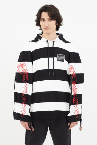 Burberry SS 2020 Black 
White Stripe Hoodie