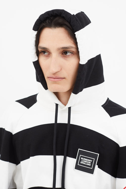 Burberry SS 2020 Black 
White Stripe Hoodie