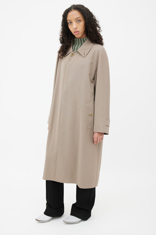 Burberry Taupe Long Button Up Coat