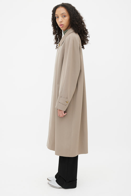 Burberry Taupe Long Button Up Coat