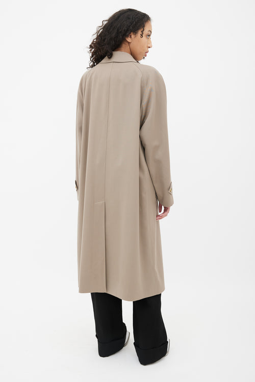 Burberry Taupe Long Button Up Coat