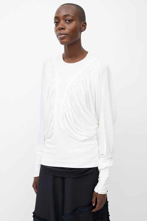 Burberry White Ruched Long Sleeve Top