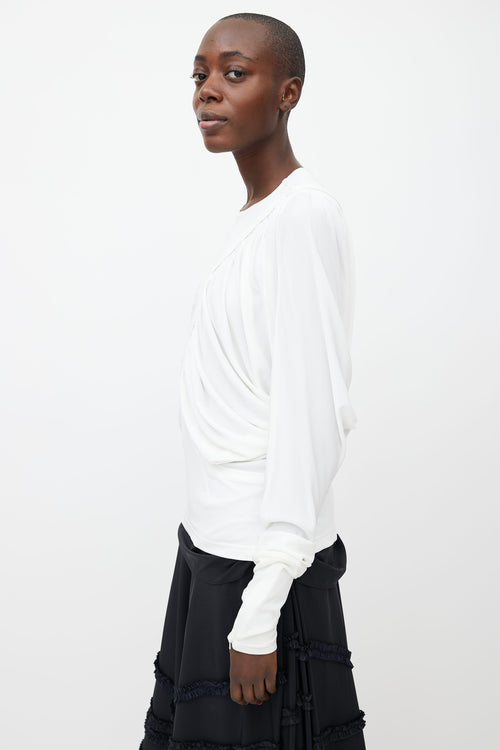 Burberry White Ruched Long Sleeve Top