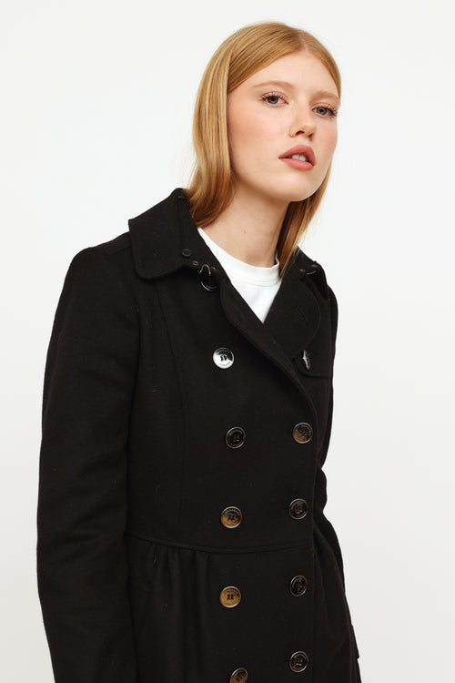 Burberry Black Wool Cashmere Trench Coat