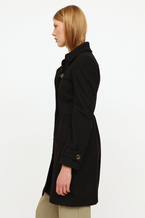 Burberry Black Wool Cashmere Trench Coat