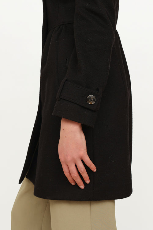 Burberry Black Wool Cashmere Trench Coat