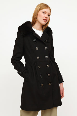 Burberry Black Wool Cashmere Trench Coat