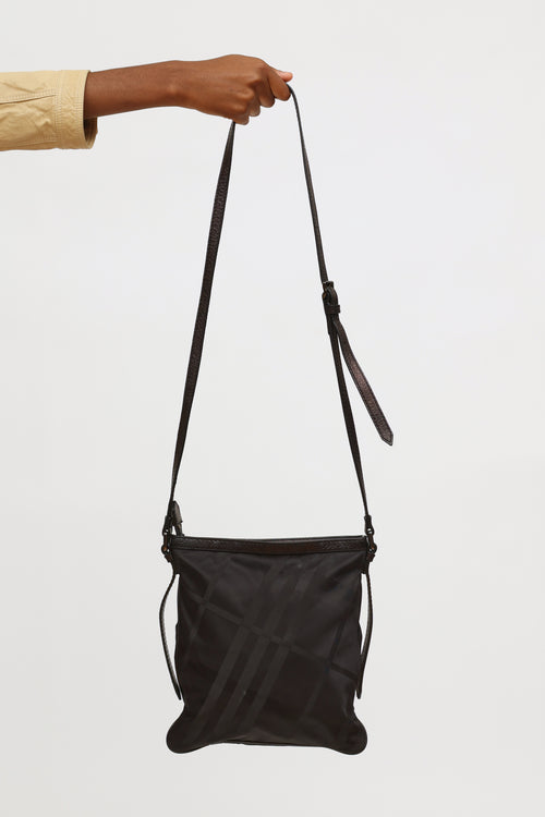 Burberry Black Check Nylon Crossbody Bag