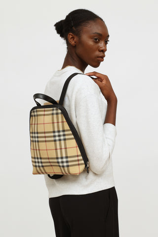 Burberry Beige Nova Check Canvas Backpack