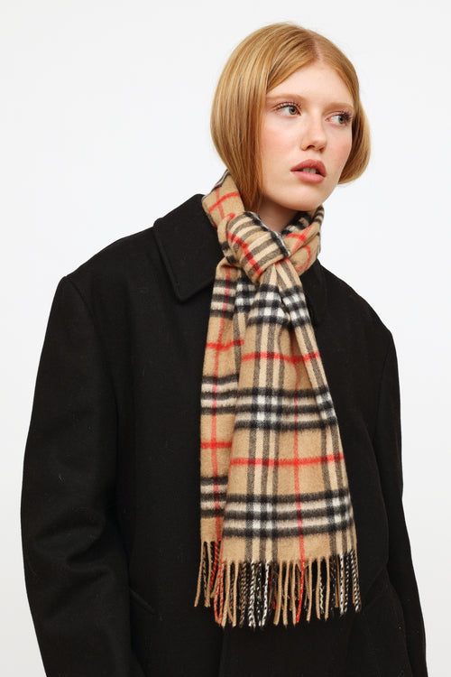 Burberry Beige House Check Cashmere Scarf