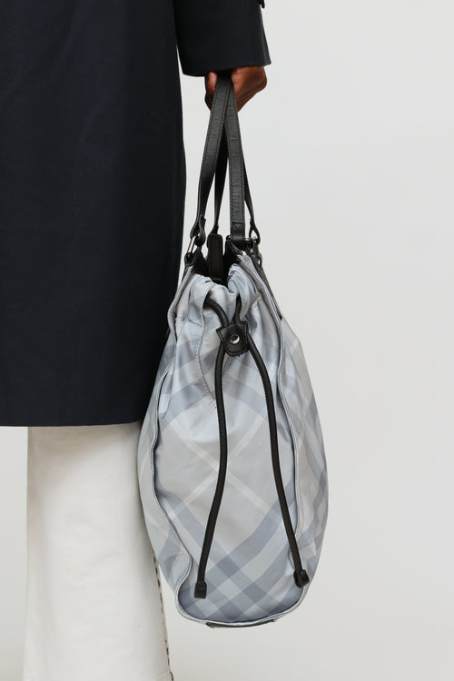 Burberry Blue Check Nylon Buckleigh Tote