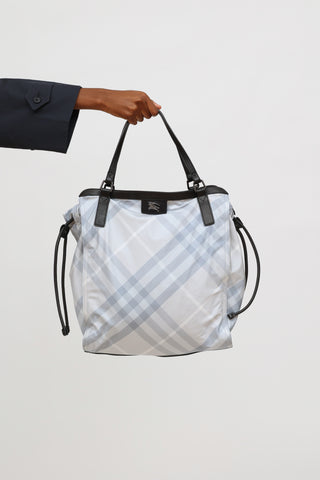 Burberry Blue Check Nylon Buckleigh Tote