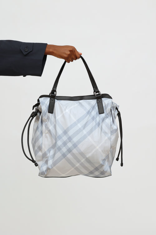 Burberry Blue Check Nylon Buckleigh Tote