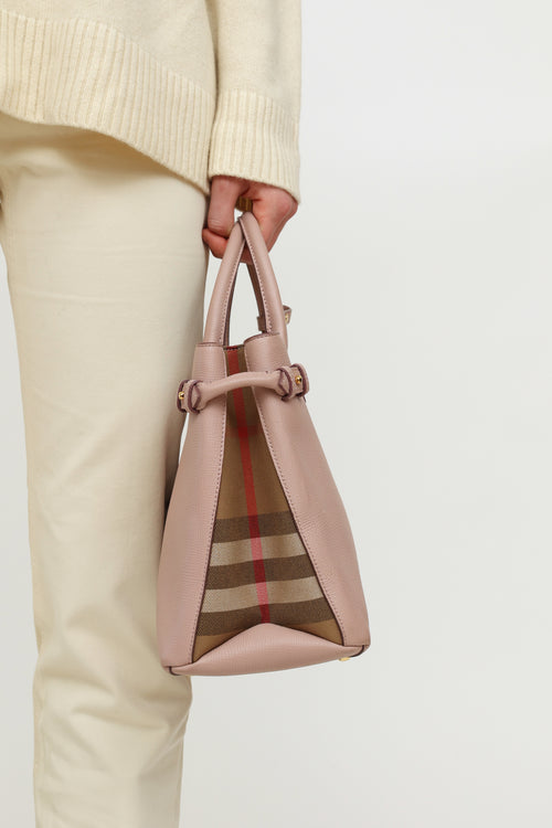 Burberry Pink Leather Banner Tote Bag