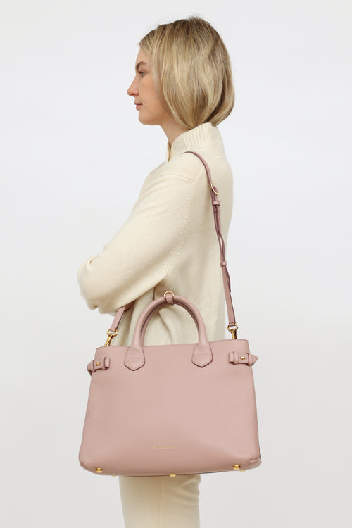 Burberry Pink Leather Banner Tote Bag