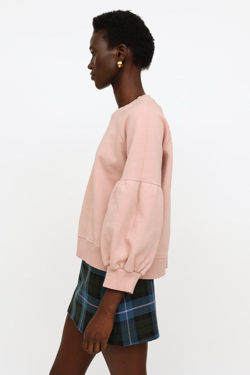 Burberry Pink Puff Sleeve Crewneck Sweater