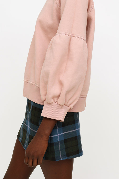 Burberry Pink Puff Sleeve Crewneck Sweater