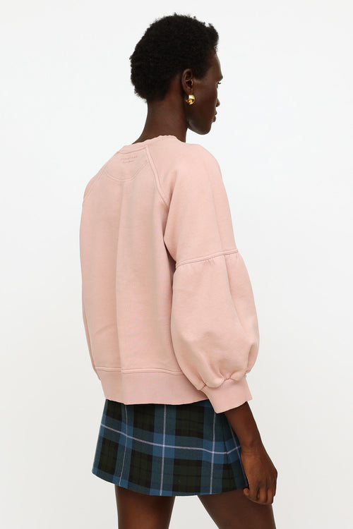 Burberry Pink Puff Sleeve Crewneck Sweater