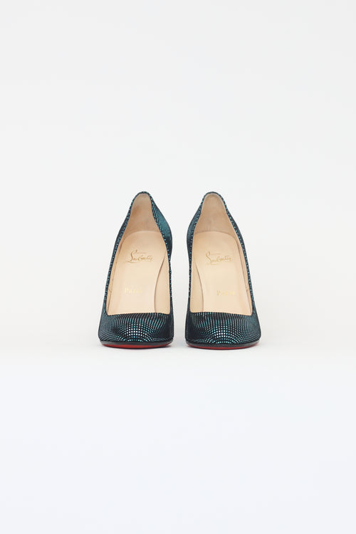 Christian Louboutin Turquoise Suede Fifi 120 Pumps