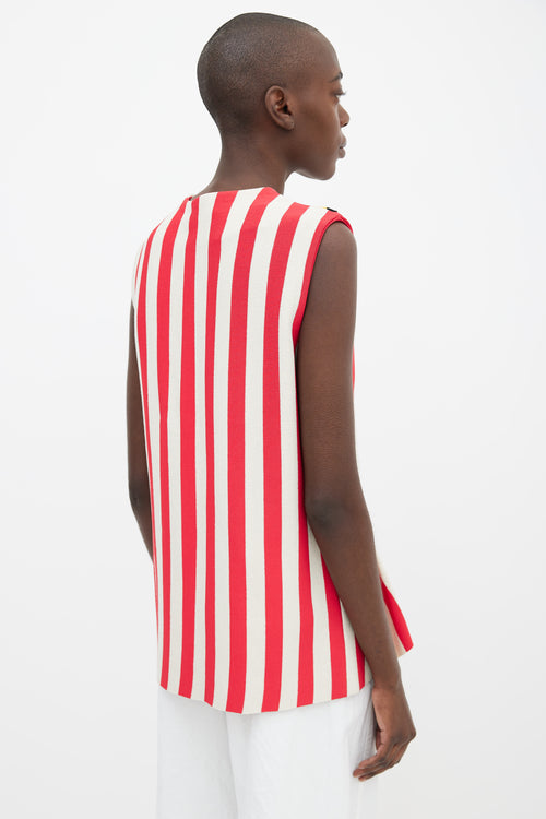 Calvin Klein 205W39NYC Red 
White Asymmetrical Stripe Top