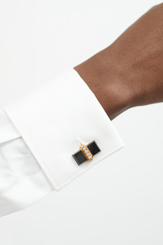 Black Onyx 
Gold Deco Cufflink